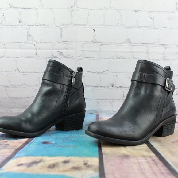 VINCE CAMUTO Side Zip Buckle Heeled Boots Size 7 - Picture 3 of 9